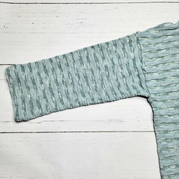 Madewell Crewneck Long Drop Sleeve Knit Sweater Tee Stripe Blue Horizon Medium - Picture 7 of 9